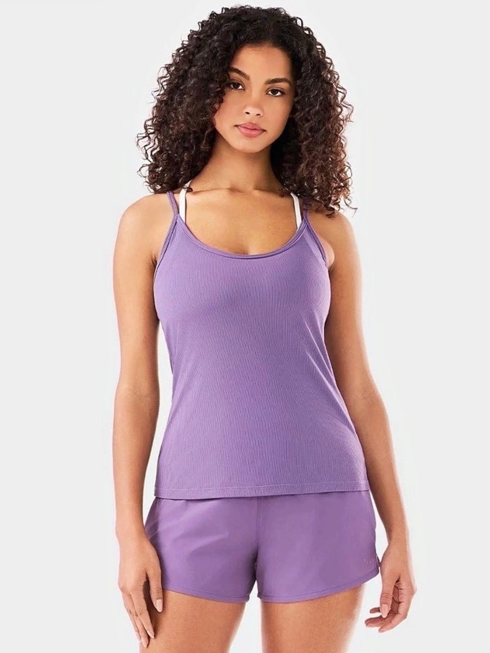 TAVI Pace Ribbed Tank Top Athletic Shirt Yoga Grape Purple Soft Nylon Women S